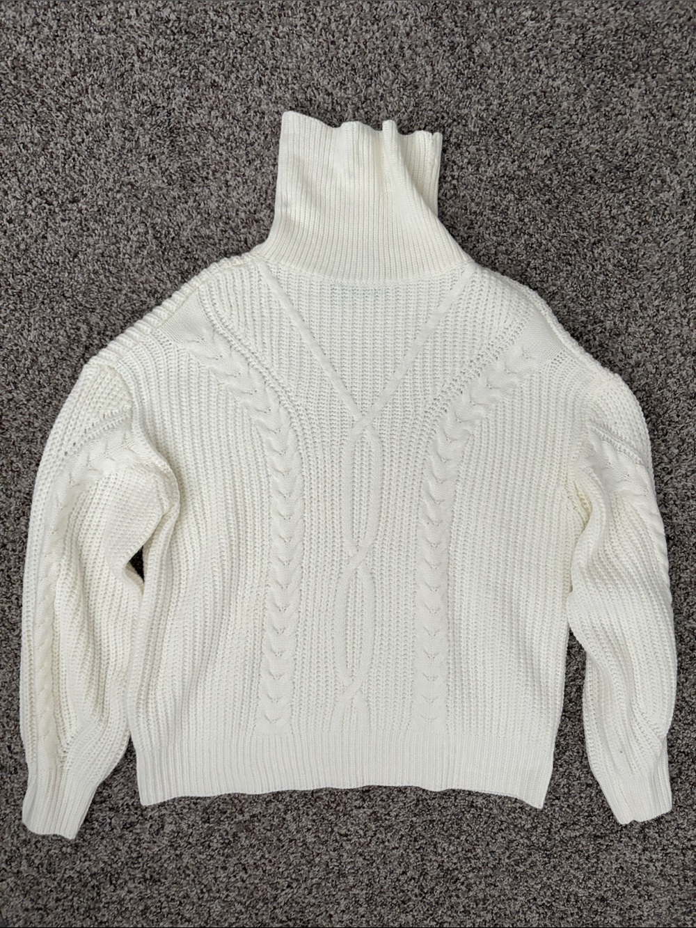 Women's Cream Cable Knit Turtleneck Sweater